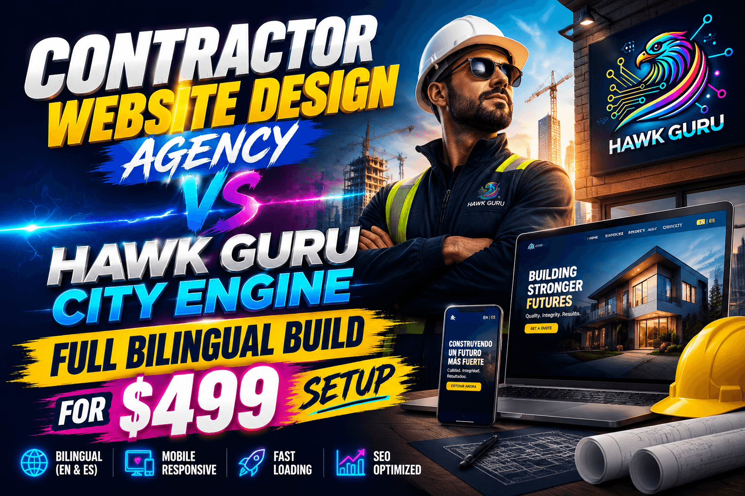 Contractor website design agency versus Hawk Guru City Engine comparison